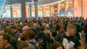 Large crowd waiting for Spiel Essen 2019