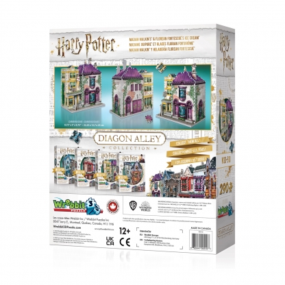 Madam Malkin | Diagon Alley | Harry Potter | Wrebbit 3D Puzzle | Back of the box
