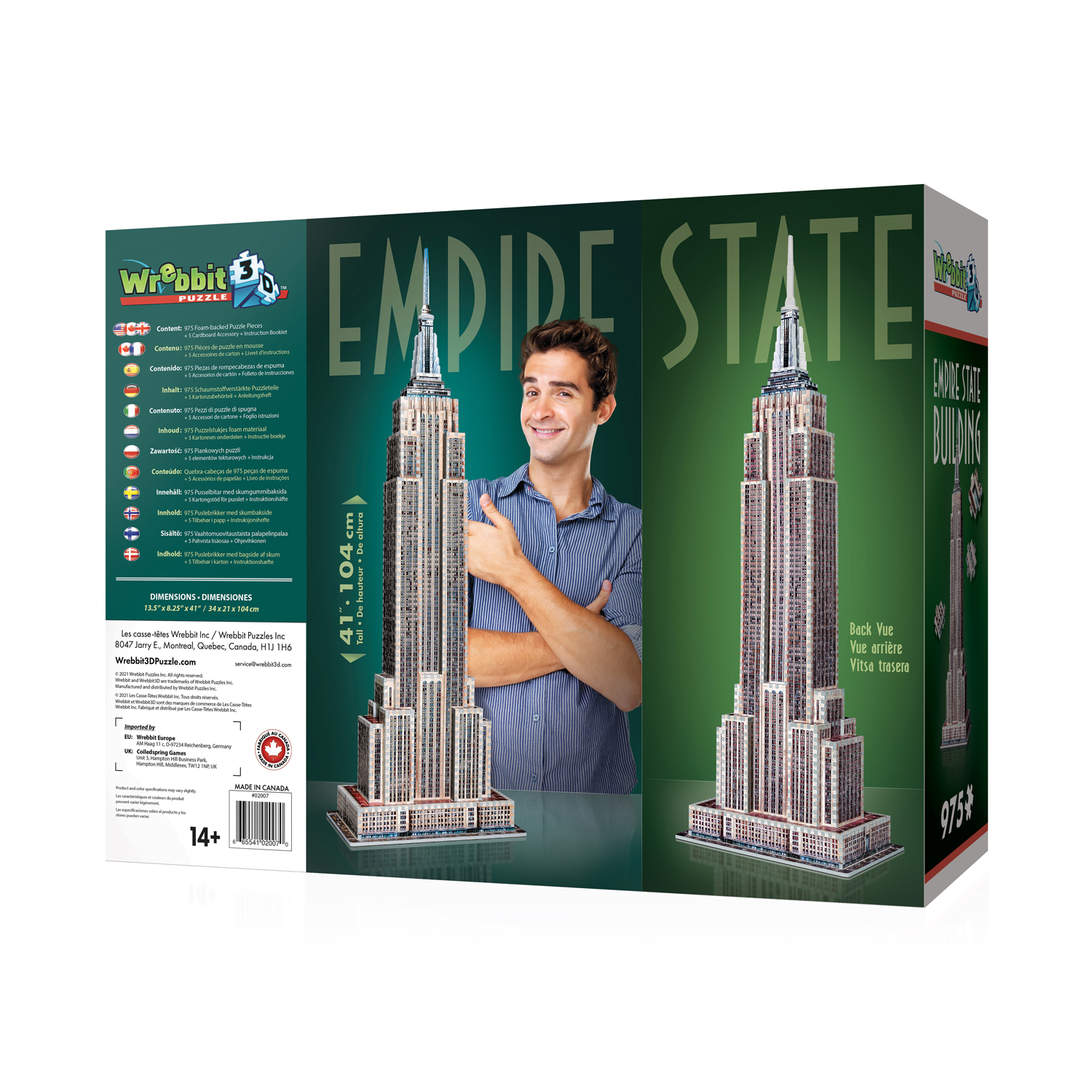 Empire State Puzzle 3D The Classics 975 Pezzi Pieces WREBBIT PUZZLE W3D-2007 Min 