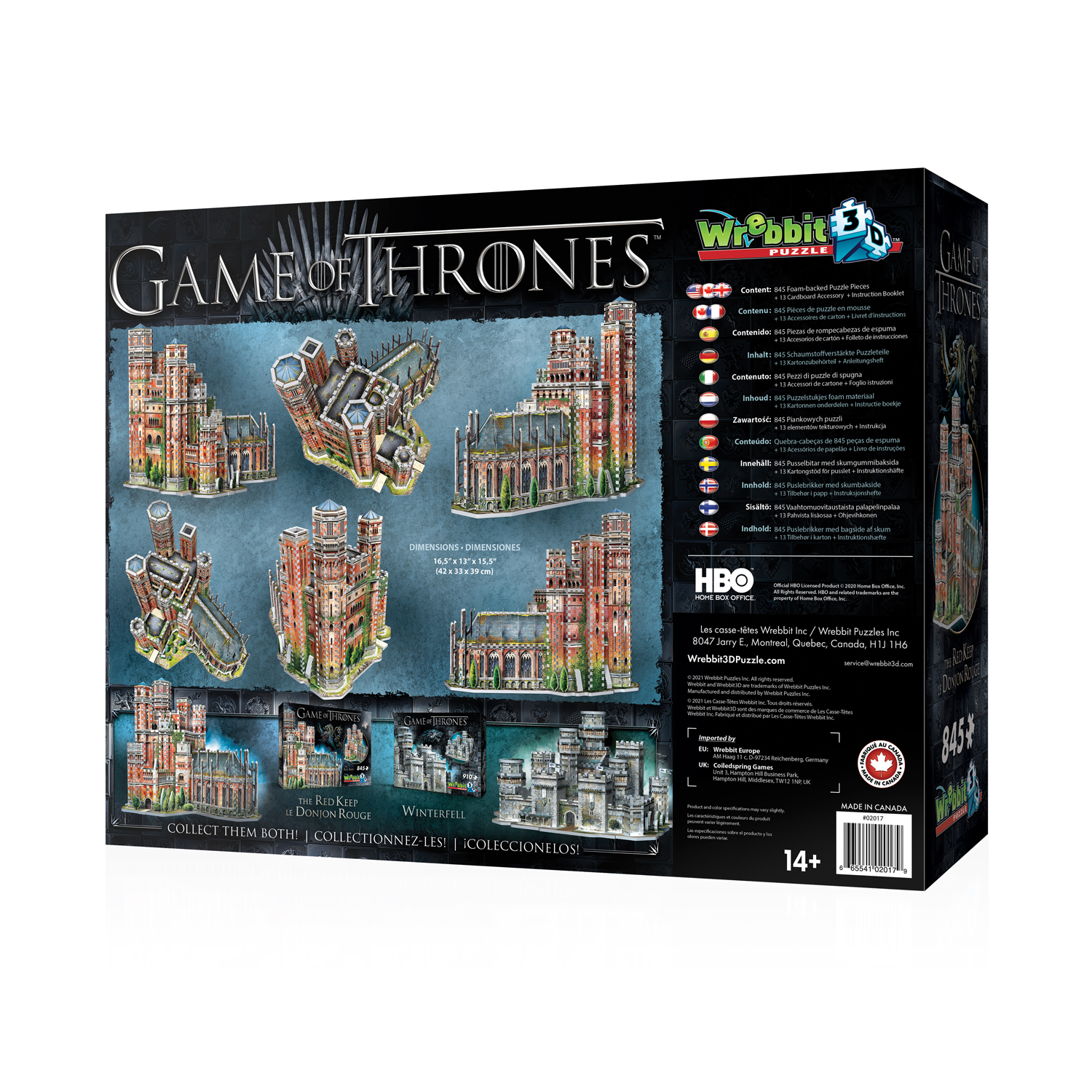 Game of Thrones The Red Keep 3d Puzzle 845 Pcs W3d-2017 Wrebbit for sale online 